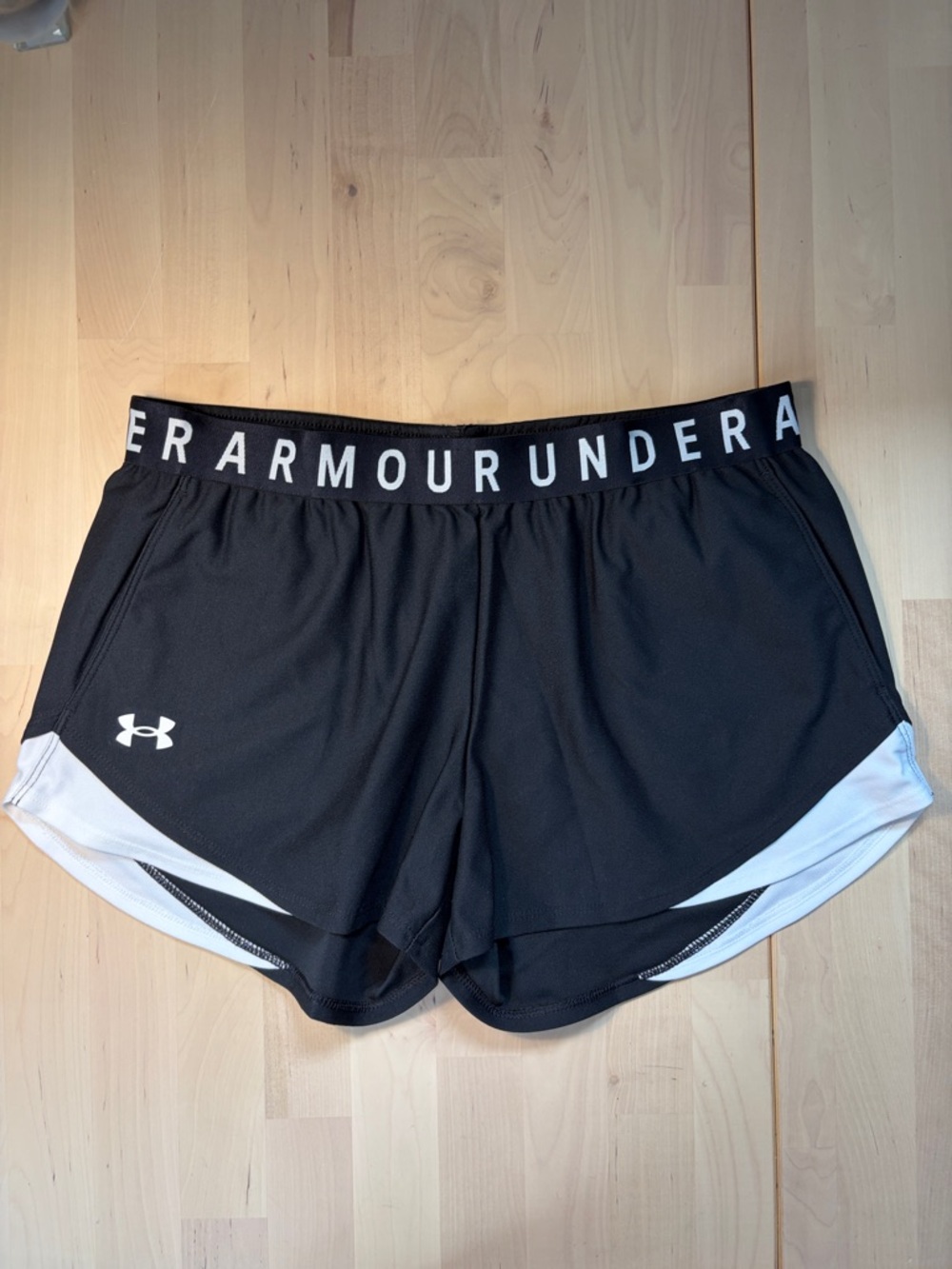 Under Armour Black Athletic Shorts with White Trim